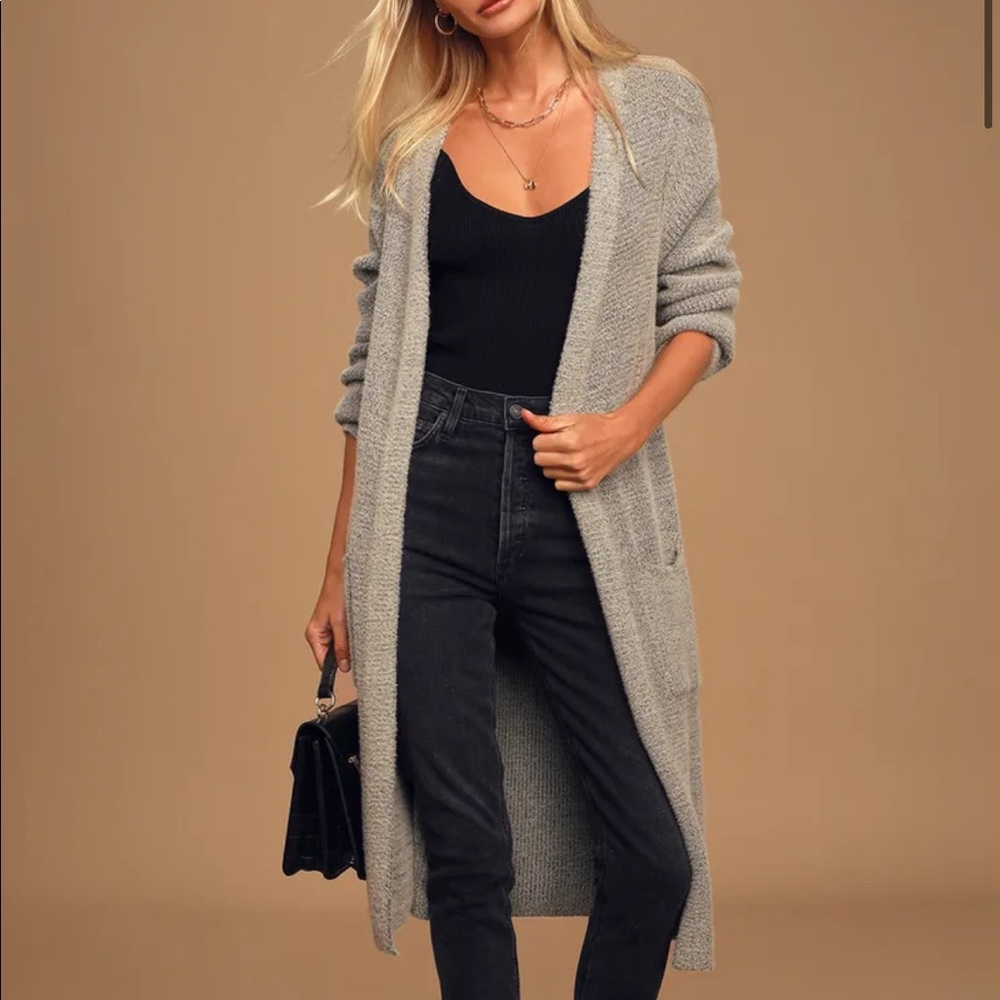 Heather Grey Long Cardigan Sweater